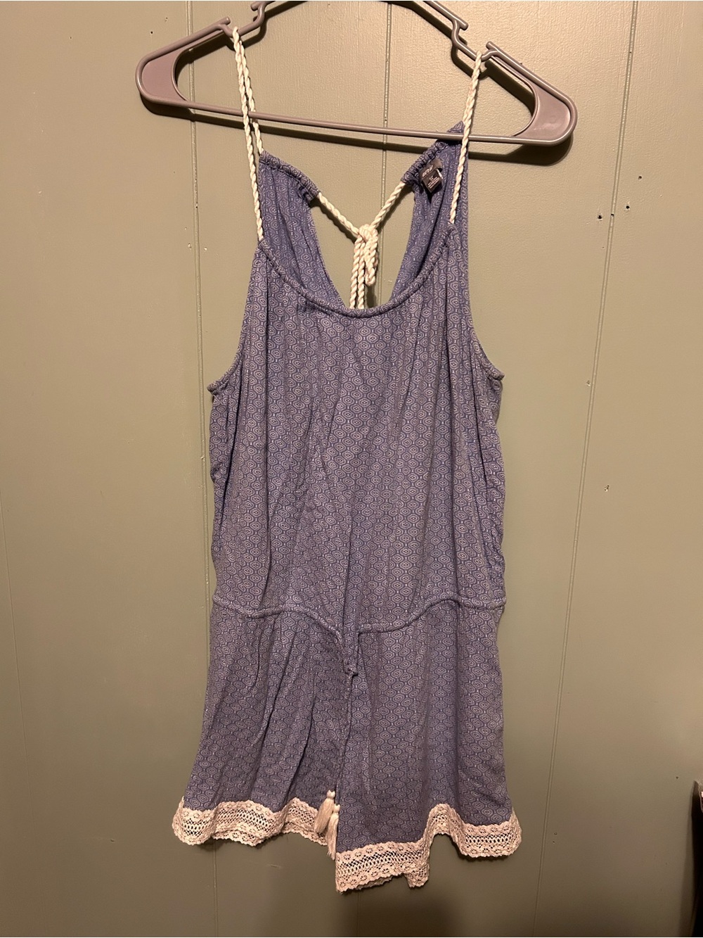 aerie Light Blue Romper with Braided Back Straps